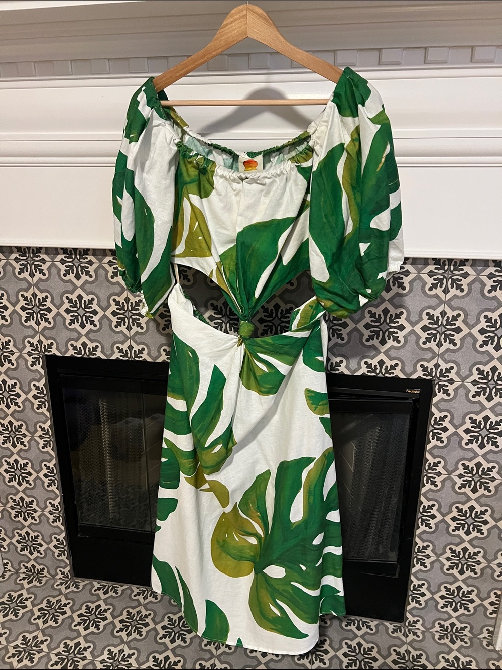 FARM RIO Midi Monstera Tropical Cutout Dress L - Picture 5 of 8